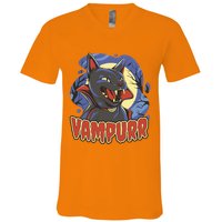 Vampurr Vampire Cat V-Neck T-Shirt