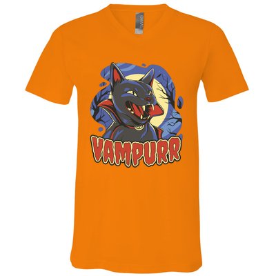 Vampurr Vampire Cat V-Neck T-Shirt