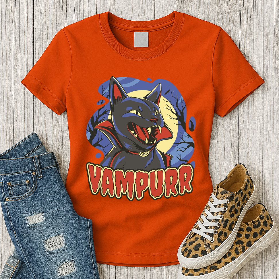 Vampurr Vampire Cat Womens T-Shirt