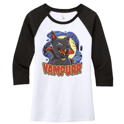 Vampurr Vampire Cat Women's Tri-Blend 3/4-Sleeve Raglan Shirt