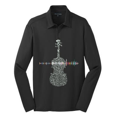 Violin Viola Cello Bass Artistic Music Sound Wave Silk Touch Performance Long Sleeve Polo