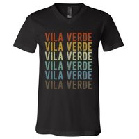 Vila Verde City Portugal Retro V-Neck T-Shirt