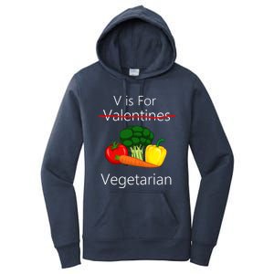 Vegan Valentines Day V Is For Love And Vegetables Vegetarian Cute Gift Women's Pullover Hoodie