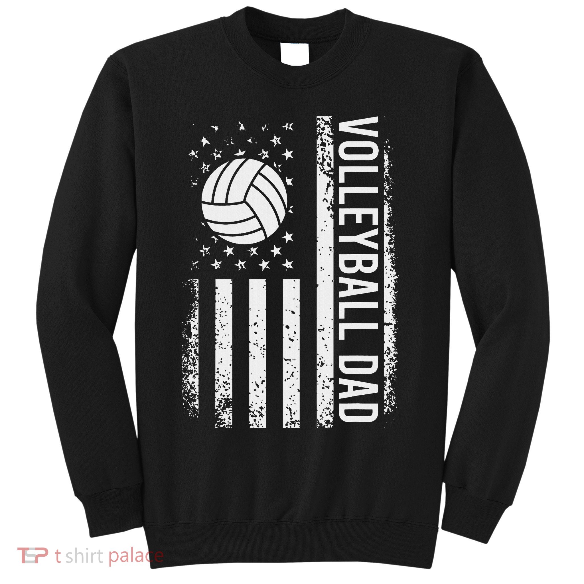 Vintage Volleyball Dad Usa Flag Retro Fathers Day Daddy Papa Sweatshirt