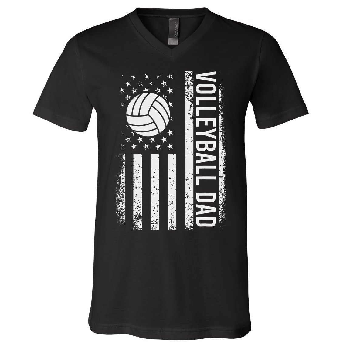 Vintage Volleyball Dad Usa Flag Retro Fathers Day Daddy Papa V-Neck T-Shirt