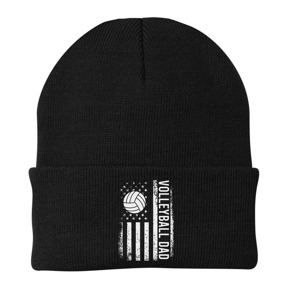 Vintage Volleyball Dad Usa Flag Retro Fathers Day Daddy Papa Beanie