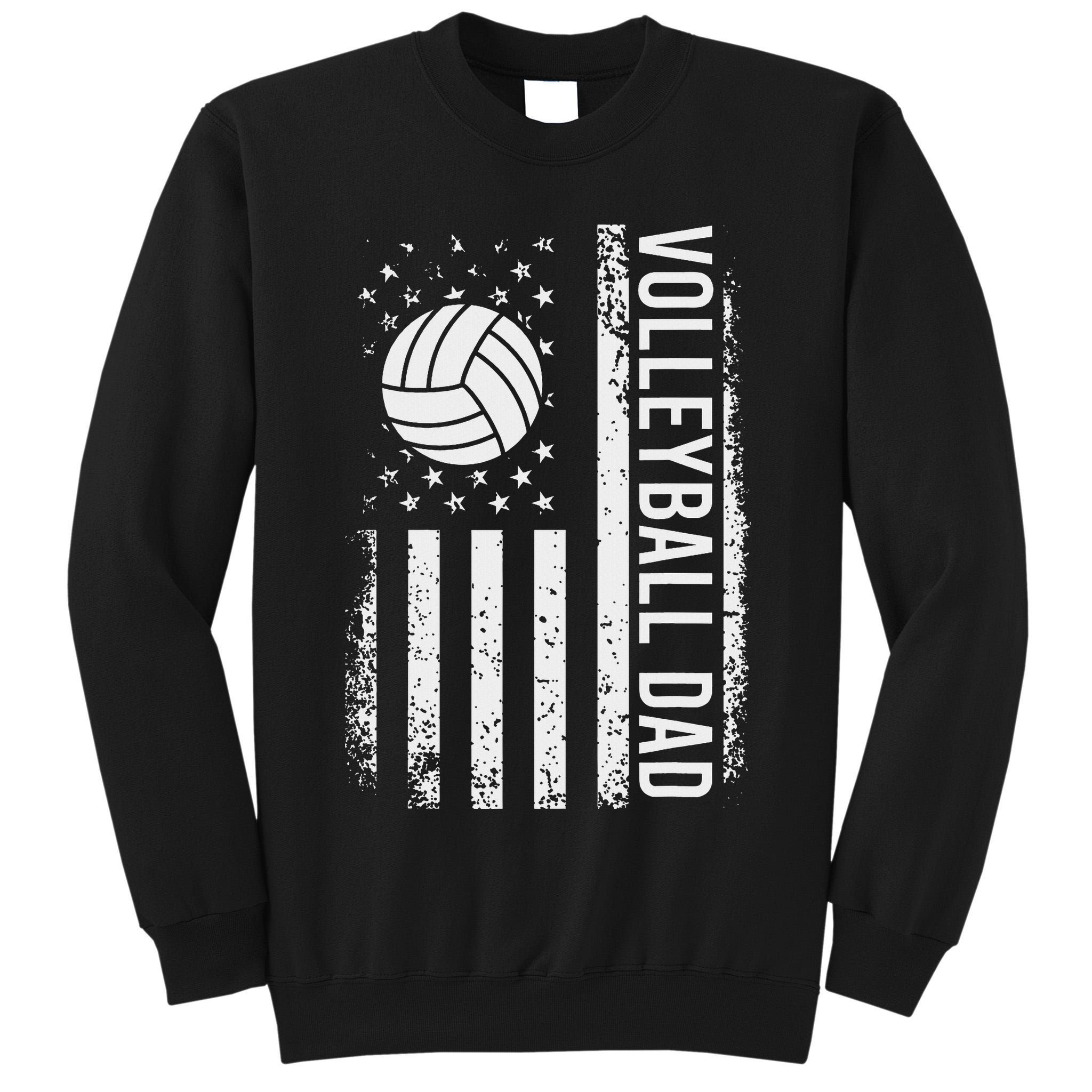 Vintage Volleyball Dad Usa Flag Retro Fathers Day Daddy Papa Tall Sweatshirt