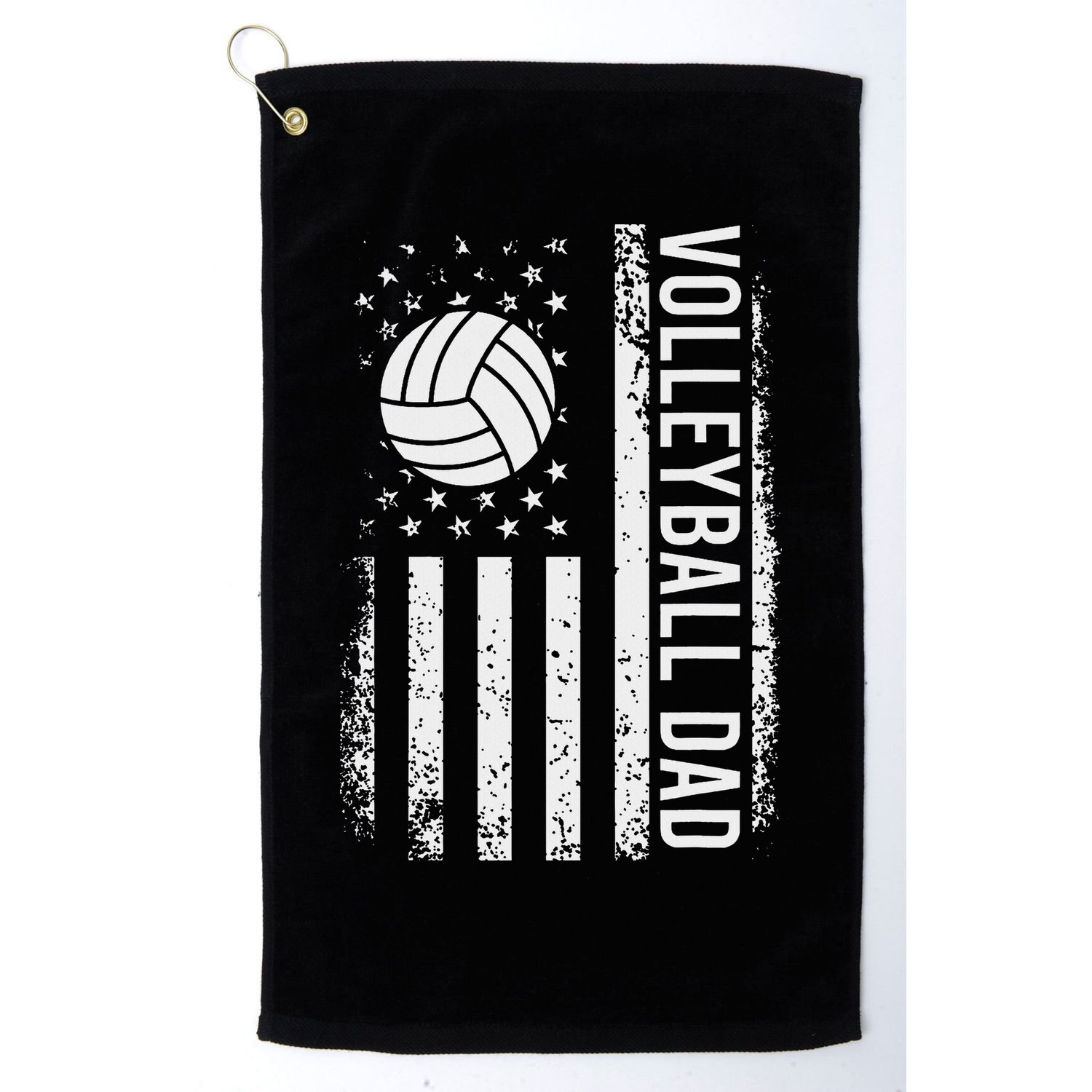 Vintage Volleyball Dad Usa Flag Retro Fathers Day Daddy Papa Golf Towel