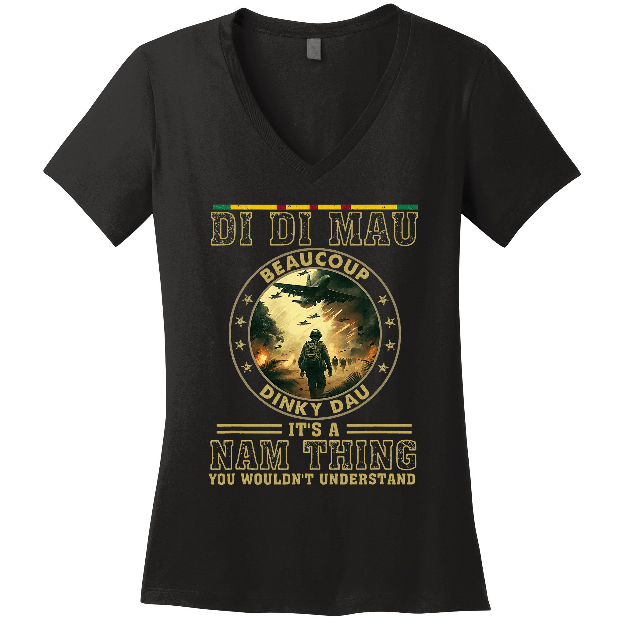 Vietnam Veteran Di Di Mau Vietnam War Memorial Day Women's V-Neck T-Shirt