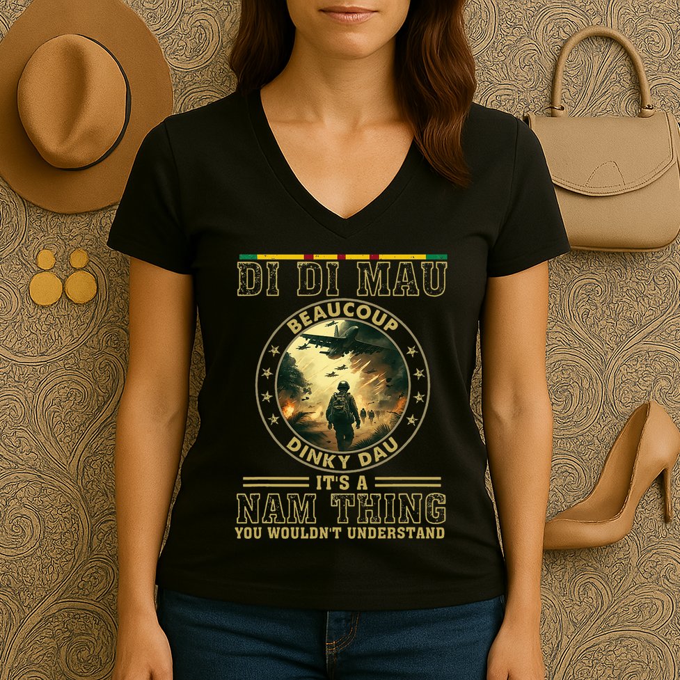 Vietnam Veteran Di Di Mau Vietnam War Memorial Day Women's V-Neck T-Shirt