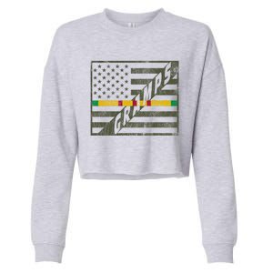 Vietnam Veteran Dad Gift For Proud Patriotic Gramps Grandpa Cool Gift Cropped Pullover Crew