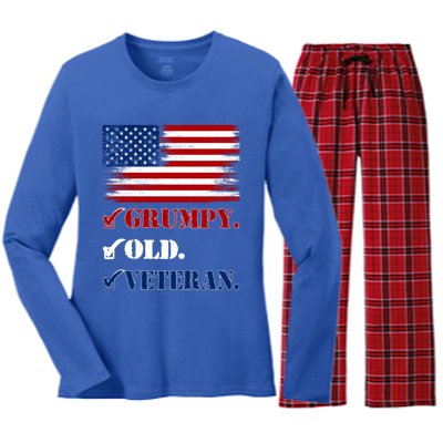 Vietnam Veterans Day Veteran Lives Matter Grumpy Old Veteran Gift Women's Long Sleeve Flannel Pajama Set 