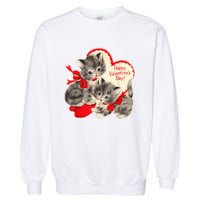 Vintage ValentineS Day Cat Kitten Kitty Retro Valentine Garment-Dyed Sweatshirt