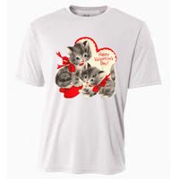 Vintage ValentineS Day Cat Kitten Kitty Retro Valentine Cooling Performance Crew T-Shirt