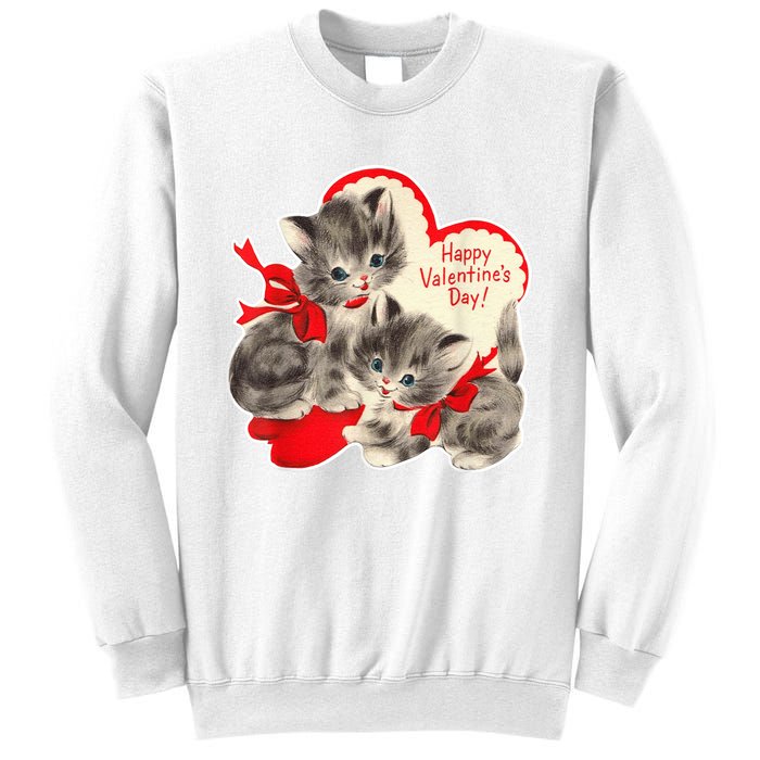 Vintage ValentineS Day Cat Kitten Kitty Retro Valentine Sweatshirt