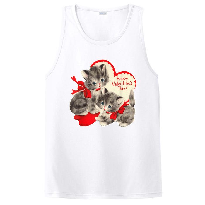 Vintage ValentineS Day Cat Kitten Kitty Retro Valentine PosiCharge Competitor Tank