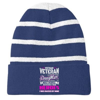 Vietnam Veteran Daughter Raised By My Hero Striped Beanie with Solid Band