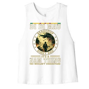 Vietnam Veteran Di Di Mau Vietnam War Memory Memorial Day Women's Racerback Cropped Tank