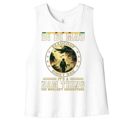 Vietnam Veteran Di Di Mau Vietnam War Memory Memorial Day Women's Racerback Cropped Tank