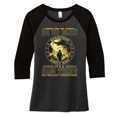 Vietnam Veteran Di Di Mau Vietnam War Memory Memorial Day Women's Tri-Blend 3/4-Sleeve Raglan Shirt