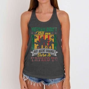 Vietnam Veterans Day Orange Agent Victims Retired Soldiers Women's Knotted Racerback Tank