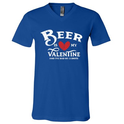 Vintage Valentines Day Design For Adultsgift Beer Is My Love Great Gift V-Neck T-Shirt