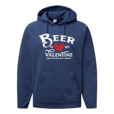 Vintage Valentines Day Design For Adultsgift Beer Is My Love Great Gift Performance Fleece Hoodie