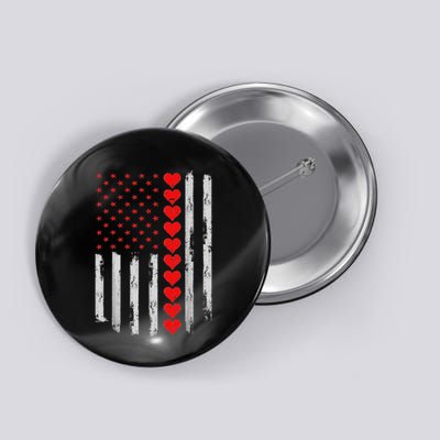Vintage Valentines Day American Flag Hearts Button