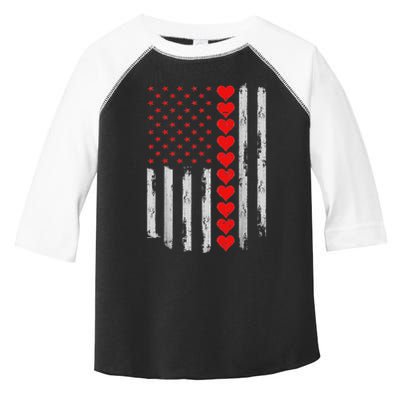 Vintage Valentines Day American Flag Hearts Toddler Fine Jersey T-Shirt