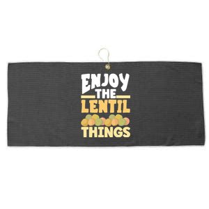 Vaganism Vegetarian Enjoy The Lentil Things Joke Gift Large Microfiber Waffle Golf Towel