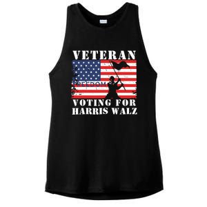 Veteran Voting For Harris Walz Ladies PosiCharge Tri-Blend Wicking Tank