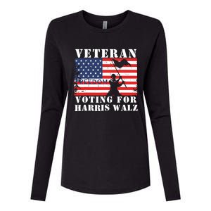 Veteran Voting For Harris Walz Womens Cotton Relaxed Long Sleeve T-Shirt