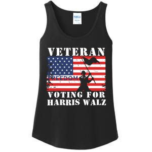 Veteran Voting For Harris Walz Ladies Essential Tank