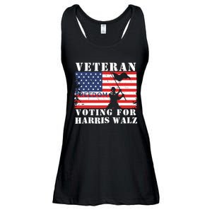 Veteran Voting For Harris Walz Ladies Essential Flowy Tank