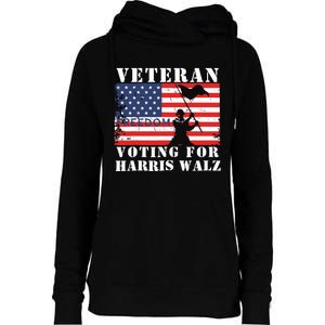 Veteran Voting For Harris Walz Womens Funnel Neck Pullover Hood