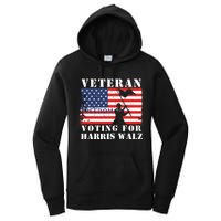 Veteran Voting For Harris Walz Women's Pullover Hoodie