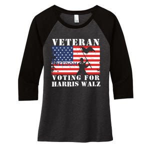 Veteran Voting For Harris Walz Women's Tri-Blend 3/4-Sleeve Raglan Shirt