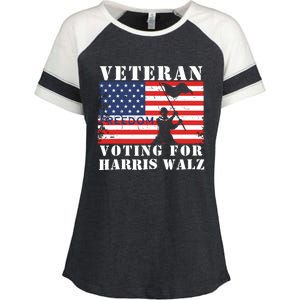 Veteran Voting For Harris Walz Enza Ladies Jersey Colorblock Tee