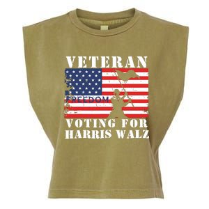 Veteran Voting For Harris Walz Garment-Dyed Women's Muscle Tee