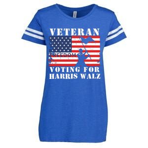 Veteran Voting For Harris Walz Enza Ladies Jersey Football T-Shirt