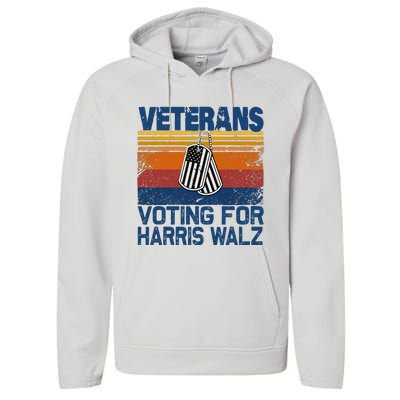 Veterans Voting For Harris Walz Waltz 2024 Performance Fleece Hoodie