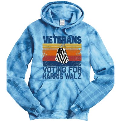 Veterans Voting For Harris Walz Waltz 2024 Tie Dye Hoodie