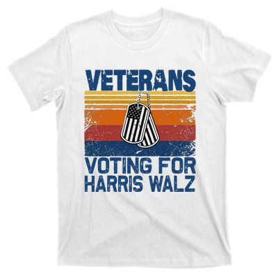 Veterans Voting For Harris Walz Waltz 2024 T-Shirt