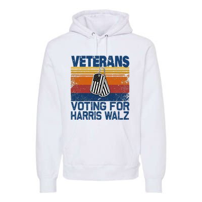 Veterans Voting For Harris Walz Waltz 2024 Premium Hoodie