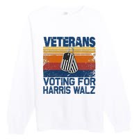 Veterans Voting For Harris Walz Waltz 2024 Premium Crewneck Sweatshirt