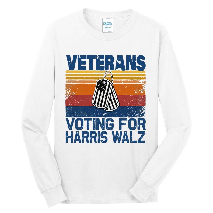 Veterans Voting For Harris Walz Waltz 2024 Tall Long Sleeve T-Shirt