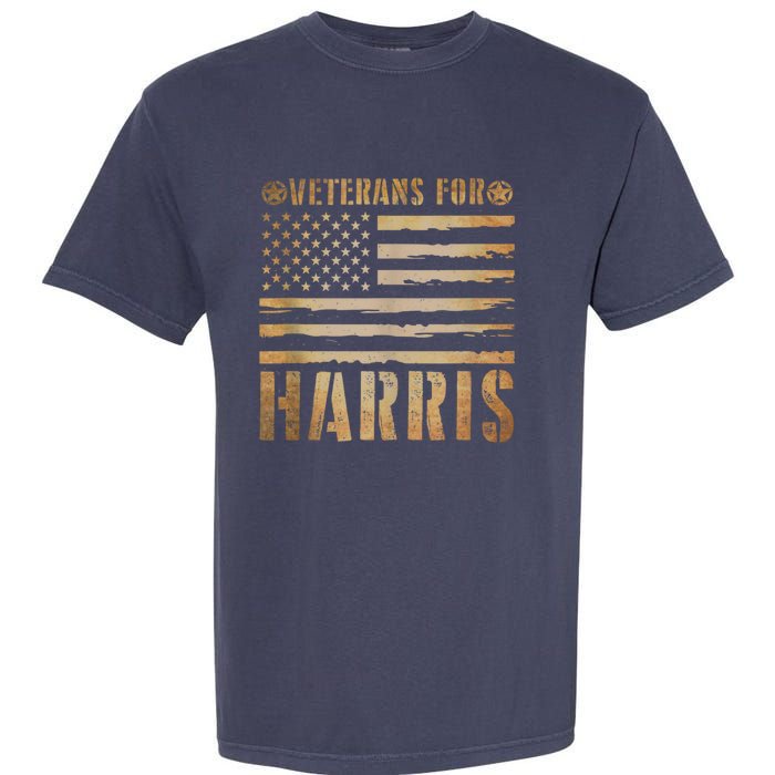 Vintage Veterans For Harris 2024 Military Vets Kamala Harris Garment-Dyed Heavyweight T-Shirt