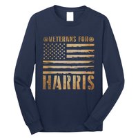 Vintage Veterans For Harris 2024 Military Vets Kamala Harris Long Sleeve Shirt