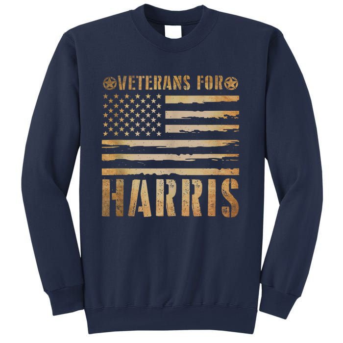 Vintage Veterans For Harris 2024 Military Vets Kamala Harris Sweatshirt