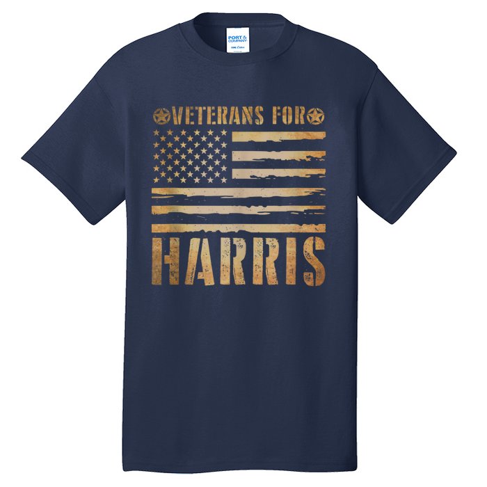 Vintage Veterans For Harris 2024 Military Vets Kamala Harris Tall T-Shirt